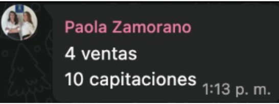 Mensaje de un agente inmobiliario compartiendo resultados de captación